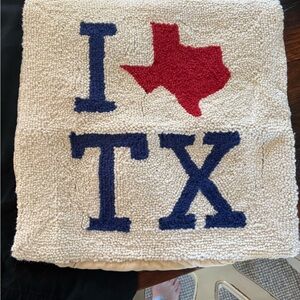 I Love Texas Hooked Pillow Cover